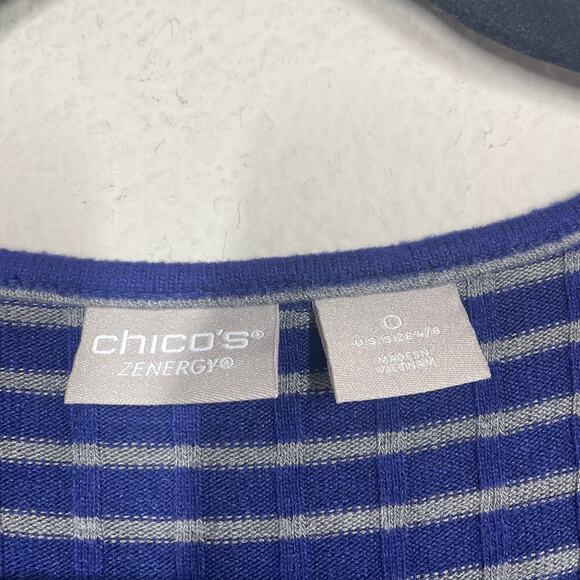 Chico's 0/Small Zynergy Plush Chevron Striped Tank Ink Purple Crew Sleeveless - Picture 5 of 8